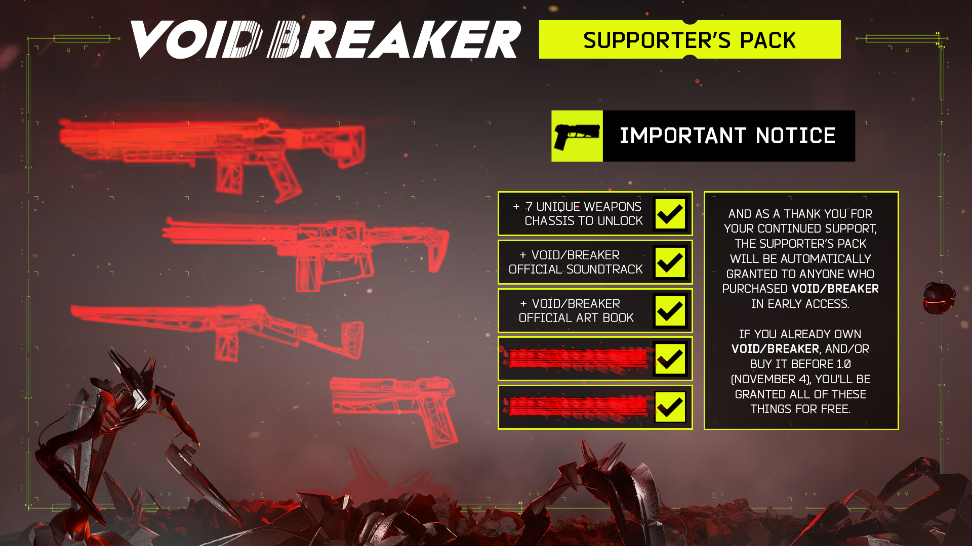 VOID/BREAKER - Free Supporter’s Pack for Early Access Buyers