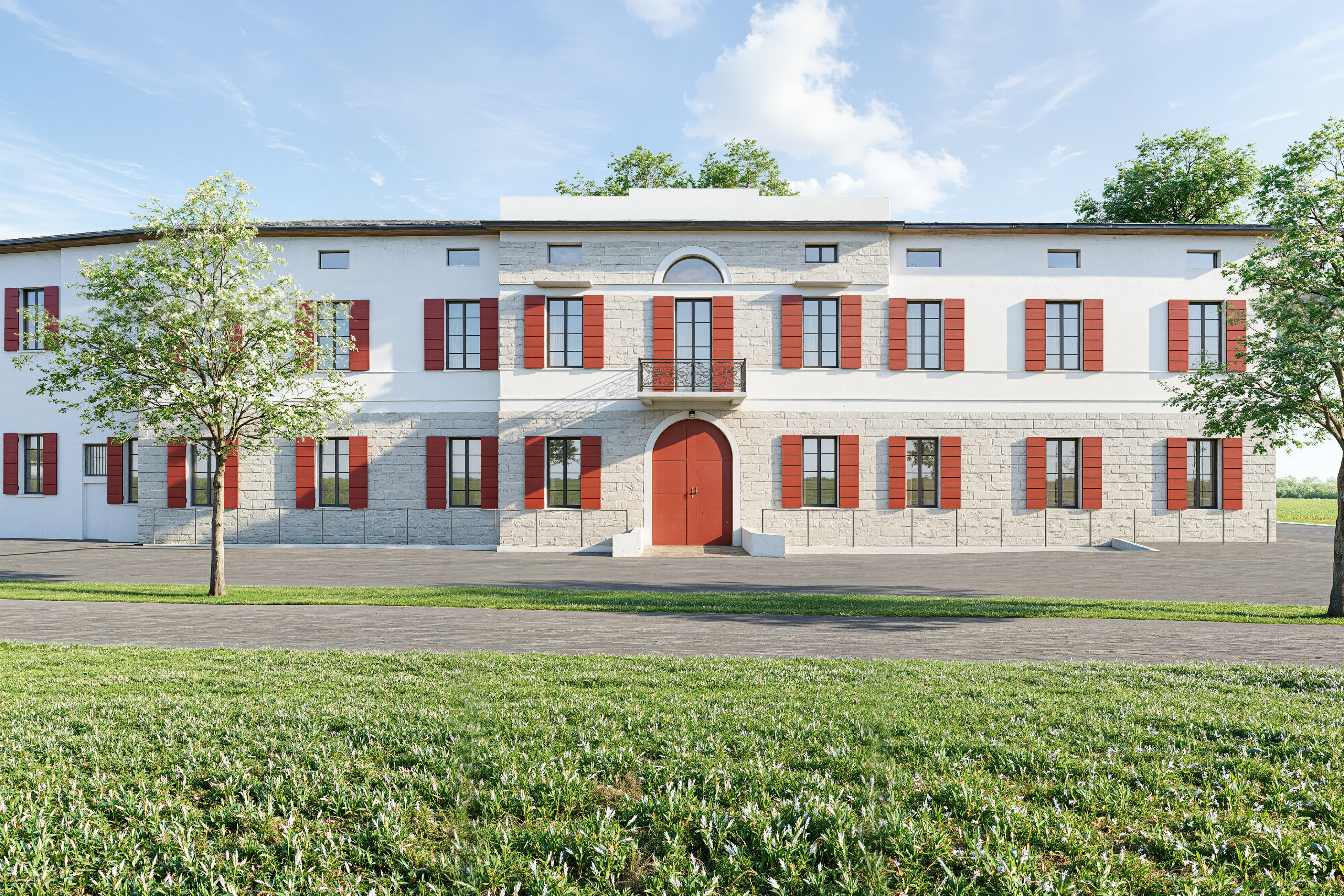 Render architettonico del modello digitale villa storica martinengo