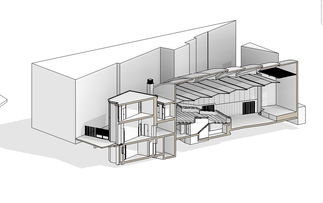 spaccato assonometrico in sezione modello revit