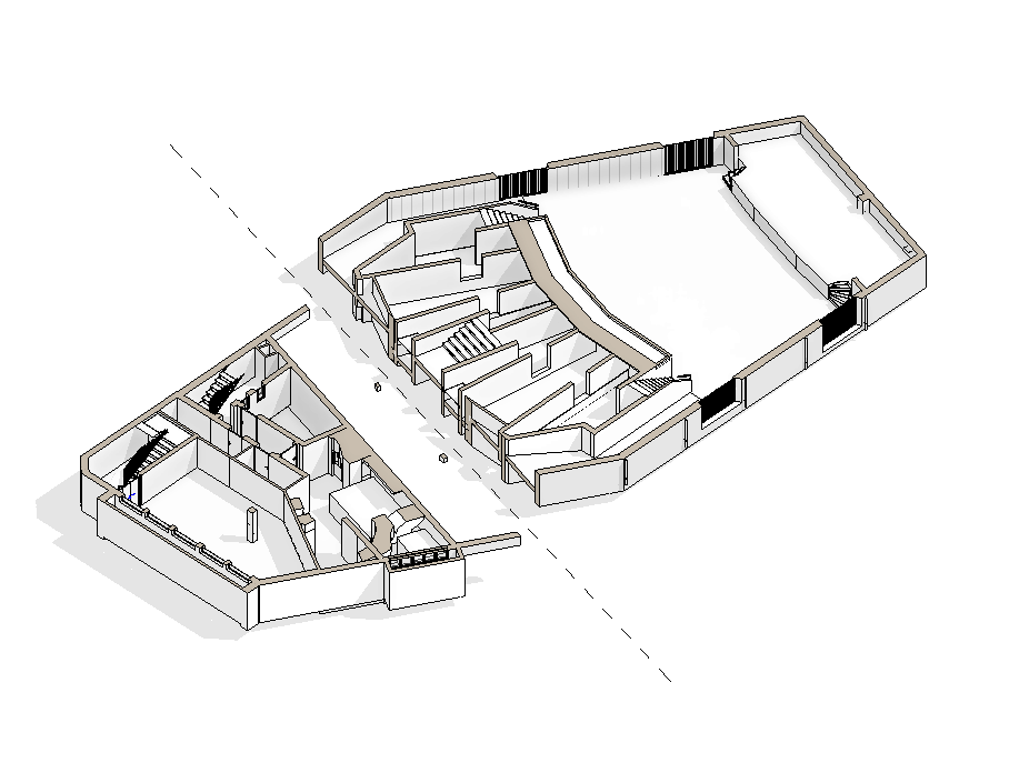 spaccato assonometrico in sezione modello revit