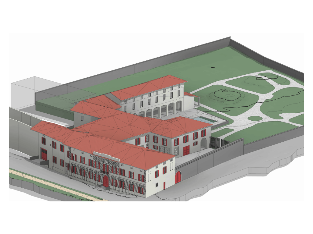 Spaccato 3D del modello BIM struttura villa storica martinengo
