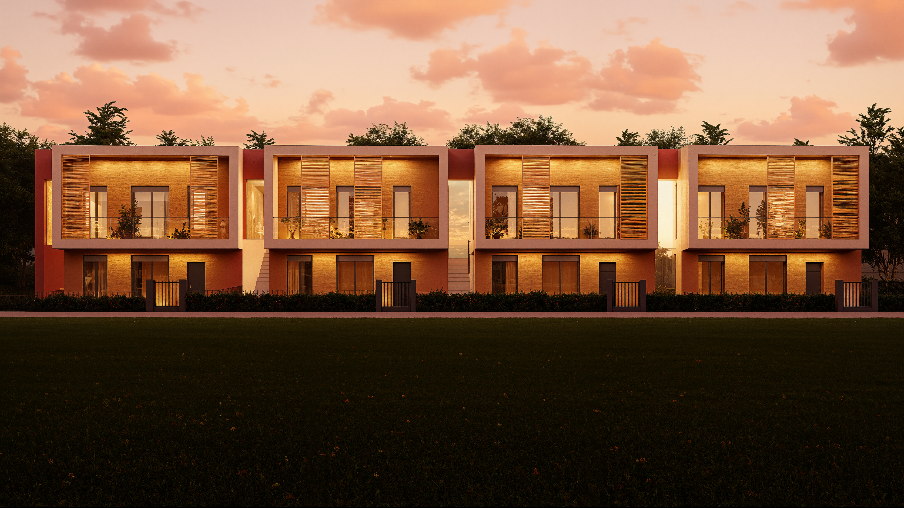 Visualizzazione architettonica di un nuovo complesso residenziale inserito nel contesto urbano tramite modellazione digitale avanzata