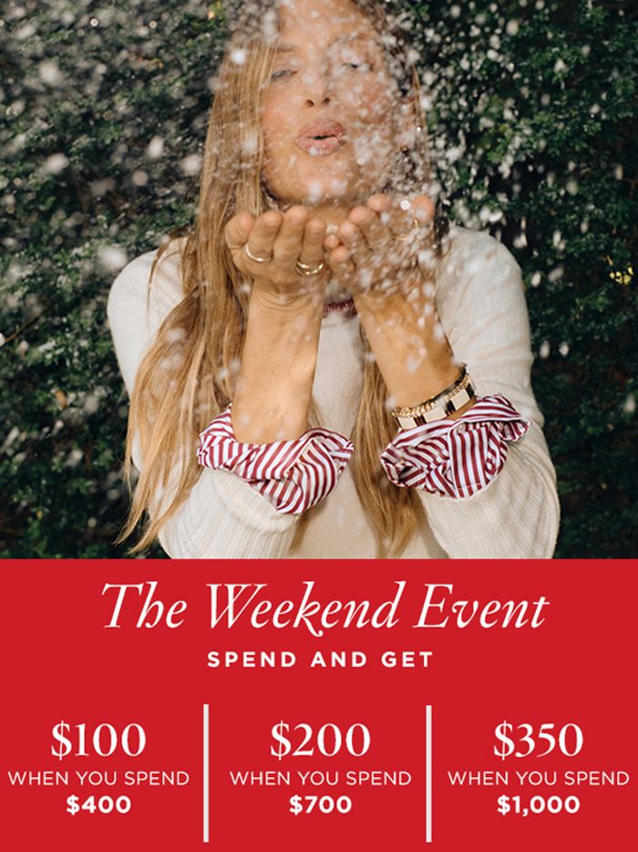 woman blowing snow with kisses, red block with white spend to get messaging underneath