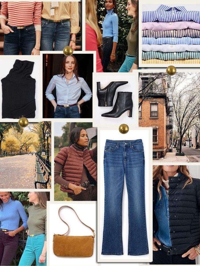 mood board of womens casual clothing across different categories and colors
