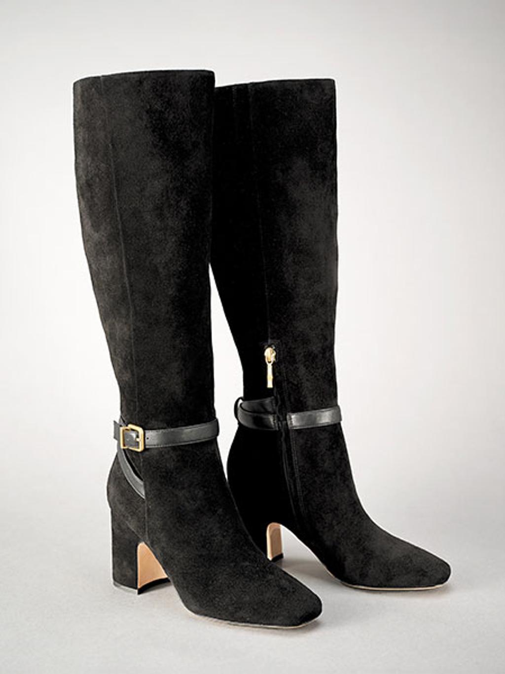 Pair of black suede knee-high boots