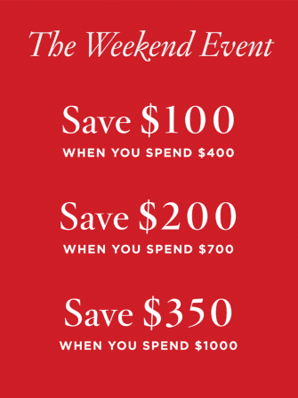 red block with white spend to get promotional messaging copy