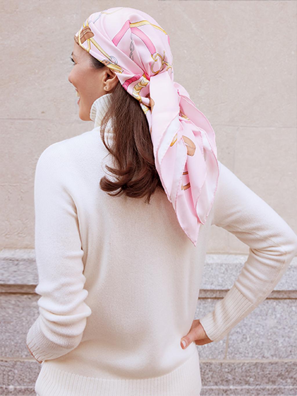 Ann Caruso in J.McLaughlin x Play for P.I.N.K. scarf.