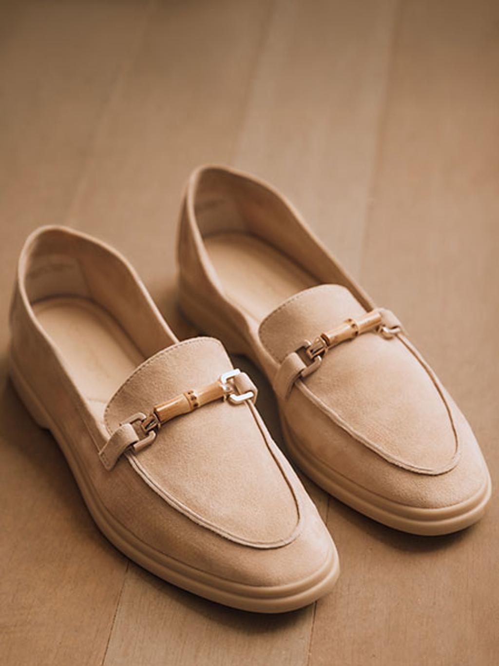Suede loafers with bamboo-style hardware Suede loafers with bamboo-style hardware