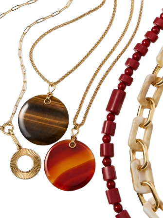 laydown of womens necklaces