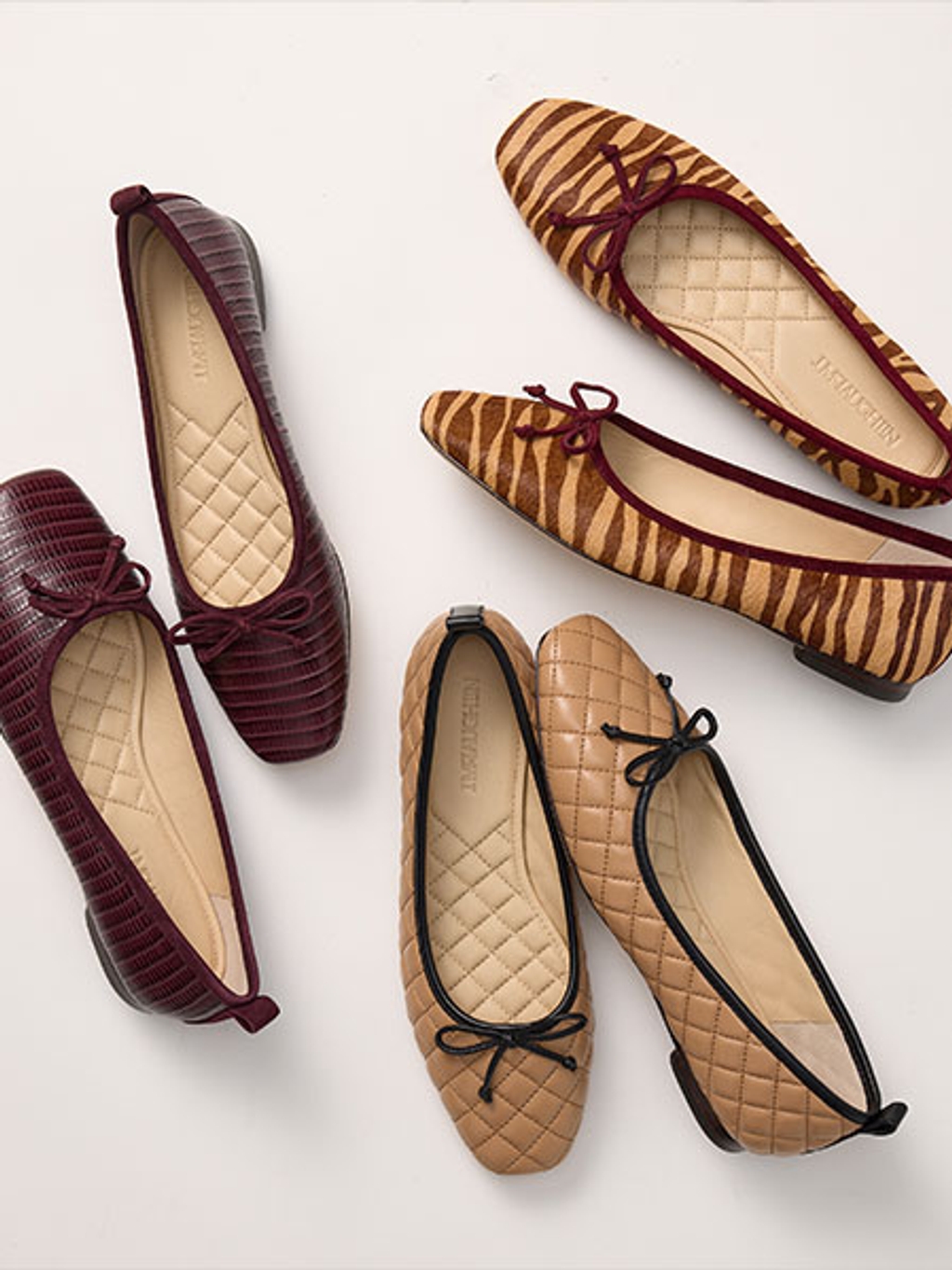 Various styles of ballet flats for women.