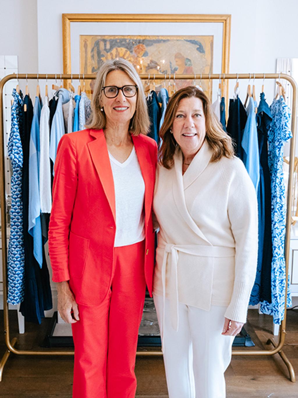 Bridget Barton and J.Mclaughlin CEO Mary Ellen Coyne at Bridget's home in London.