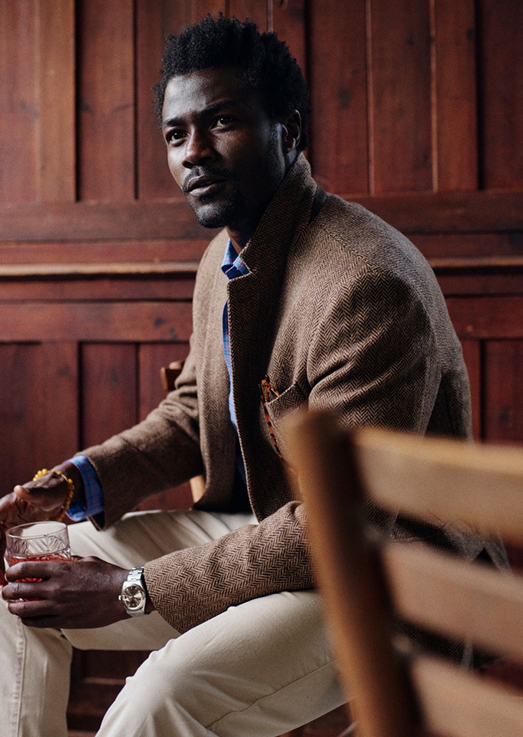 Male model with suede shirt jacket