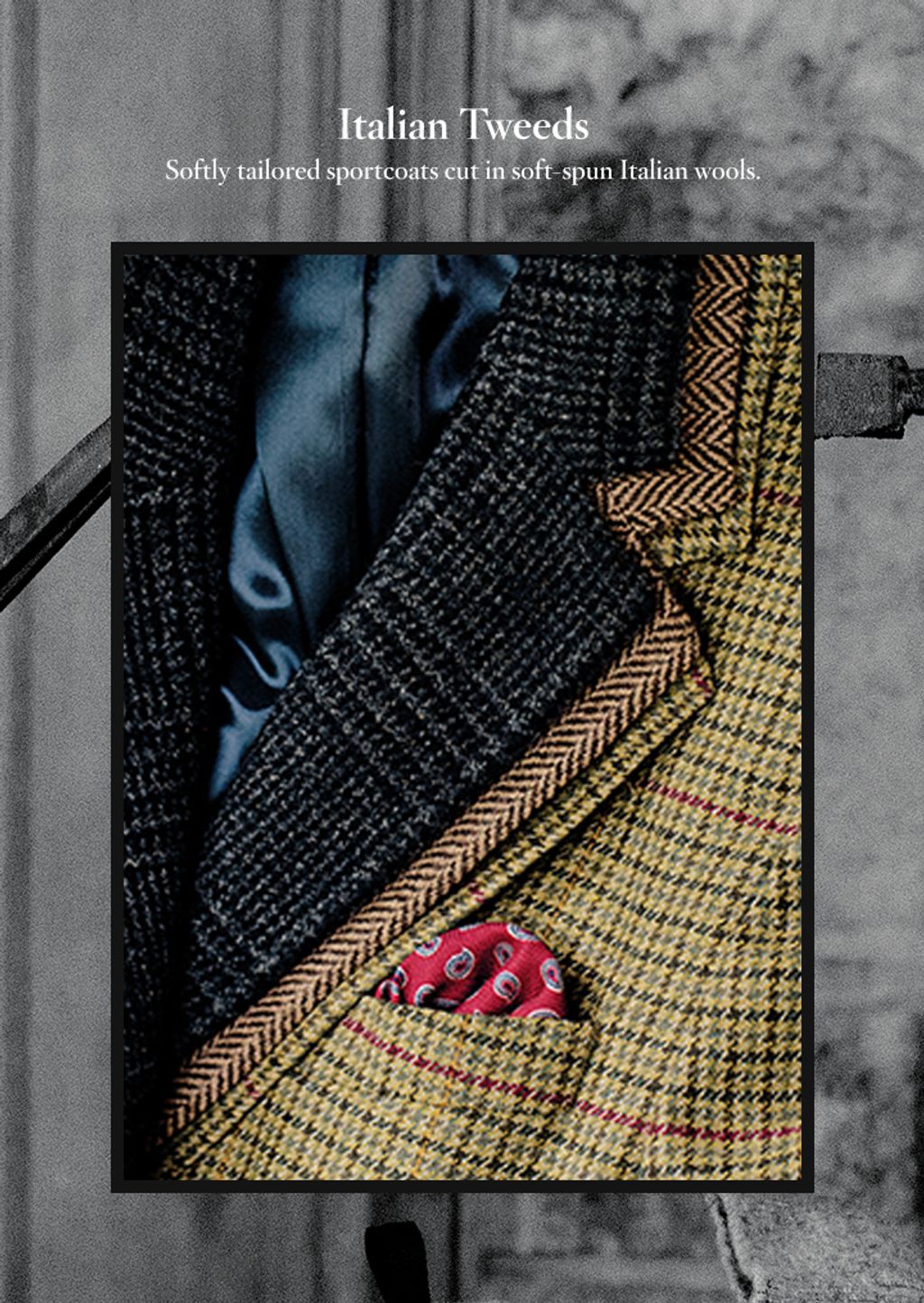 Close up of Italian tweeds