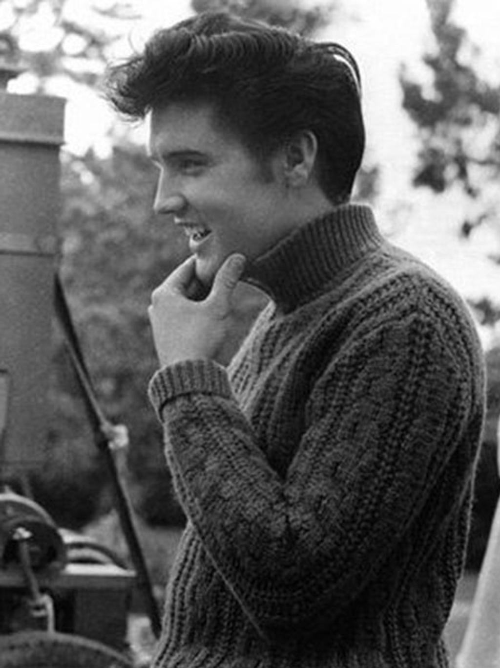 Elvis Presley in cable-knit turtleneck