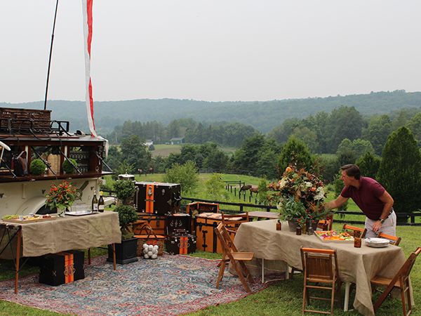 Christopher Spitzmiller organzing an outdoor party setting