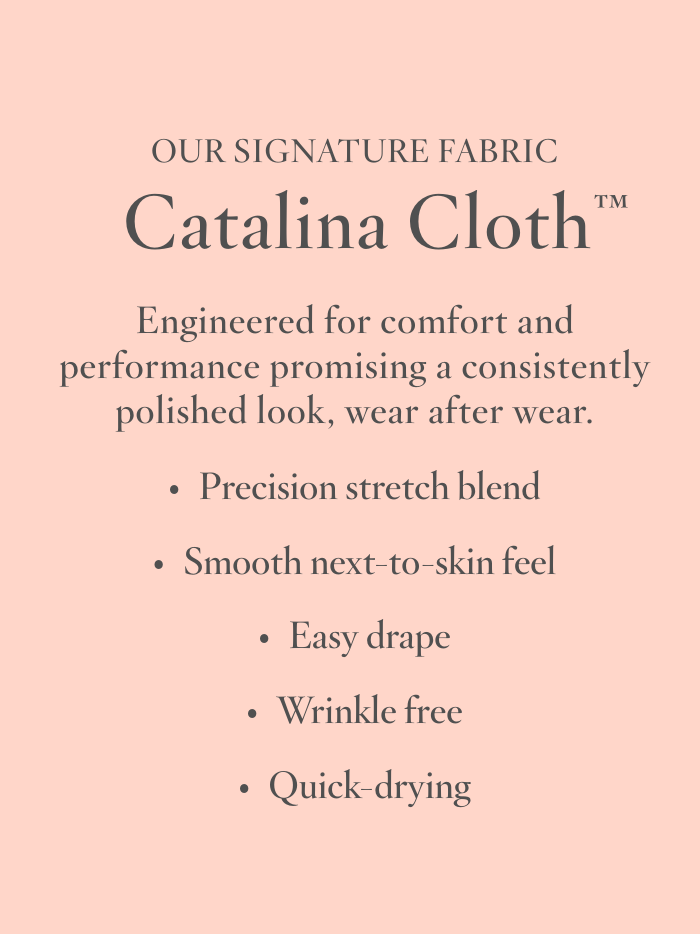 pink colored content block with value proposition messaging about brand Catalina Cloth fabric