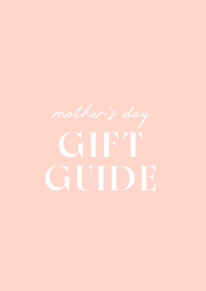 Mother's Day Gift Guide text on a pink background.
