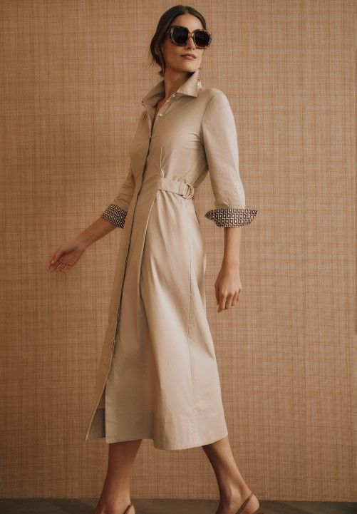 woman in khaki shirtdress