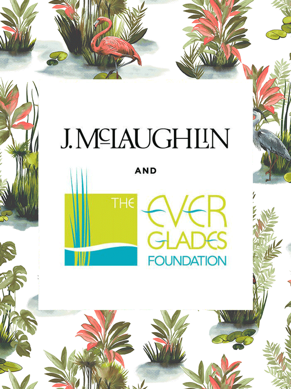 botanical print block with everglades partnership message overlaid