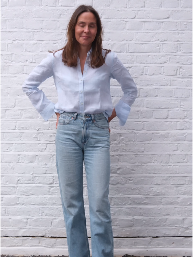 French_Blue Solid Britt Linen Shirt | Women's Tops | J.McLaughlin