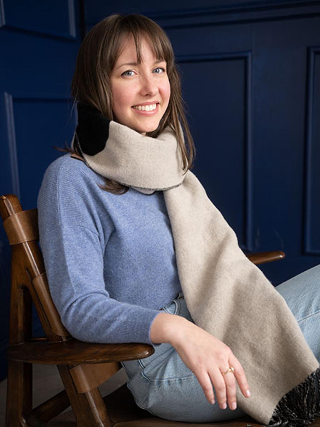 Katie with an oversized scarf