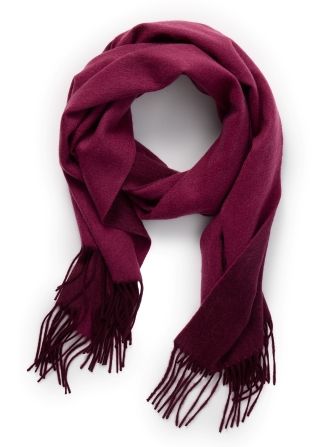 still life of womens burgundy cashmere scarf with tassles