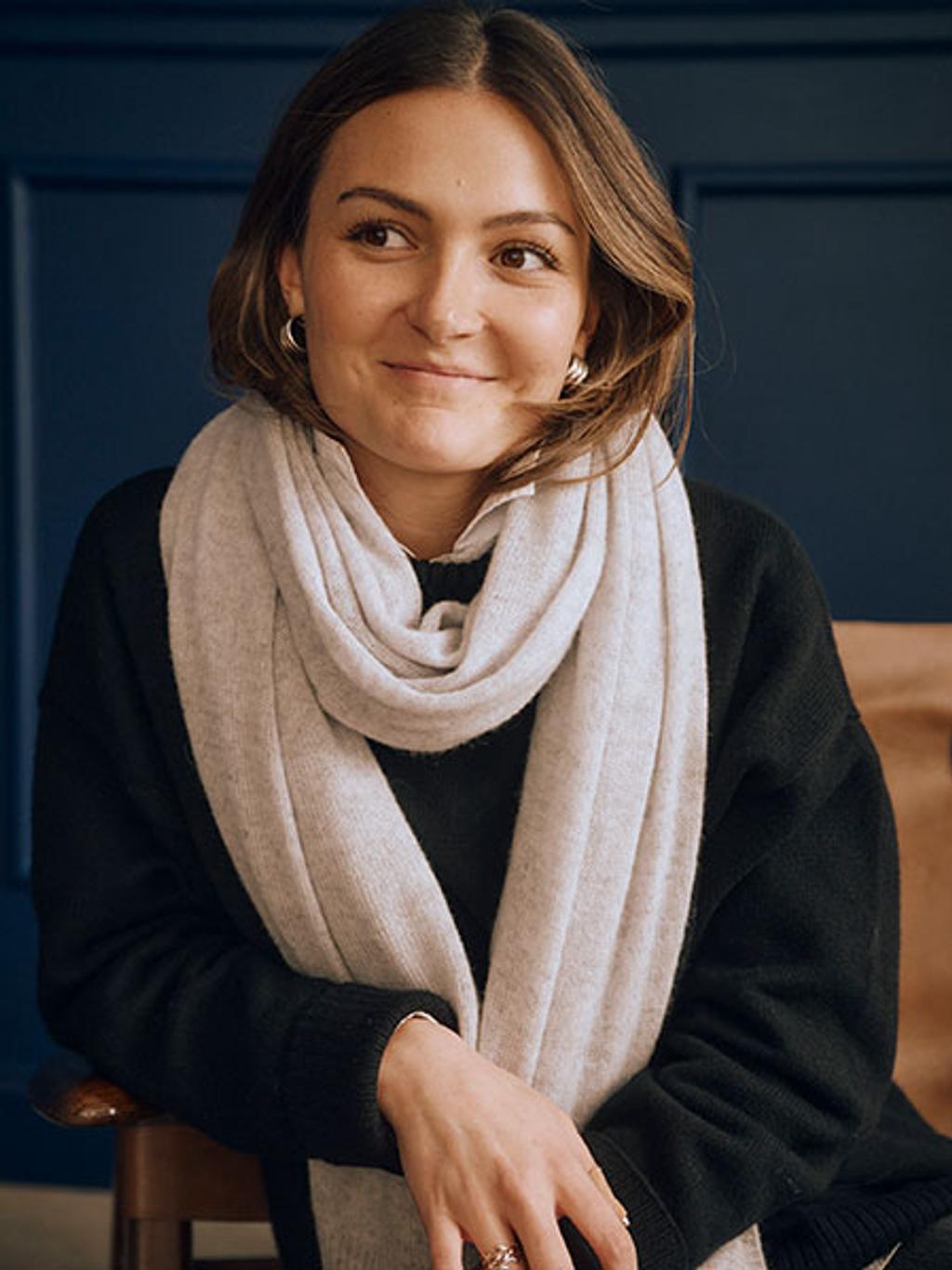 Zoe with a cashmere scarf