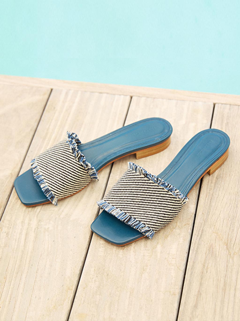Leather and woven sandals.