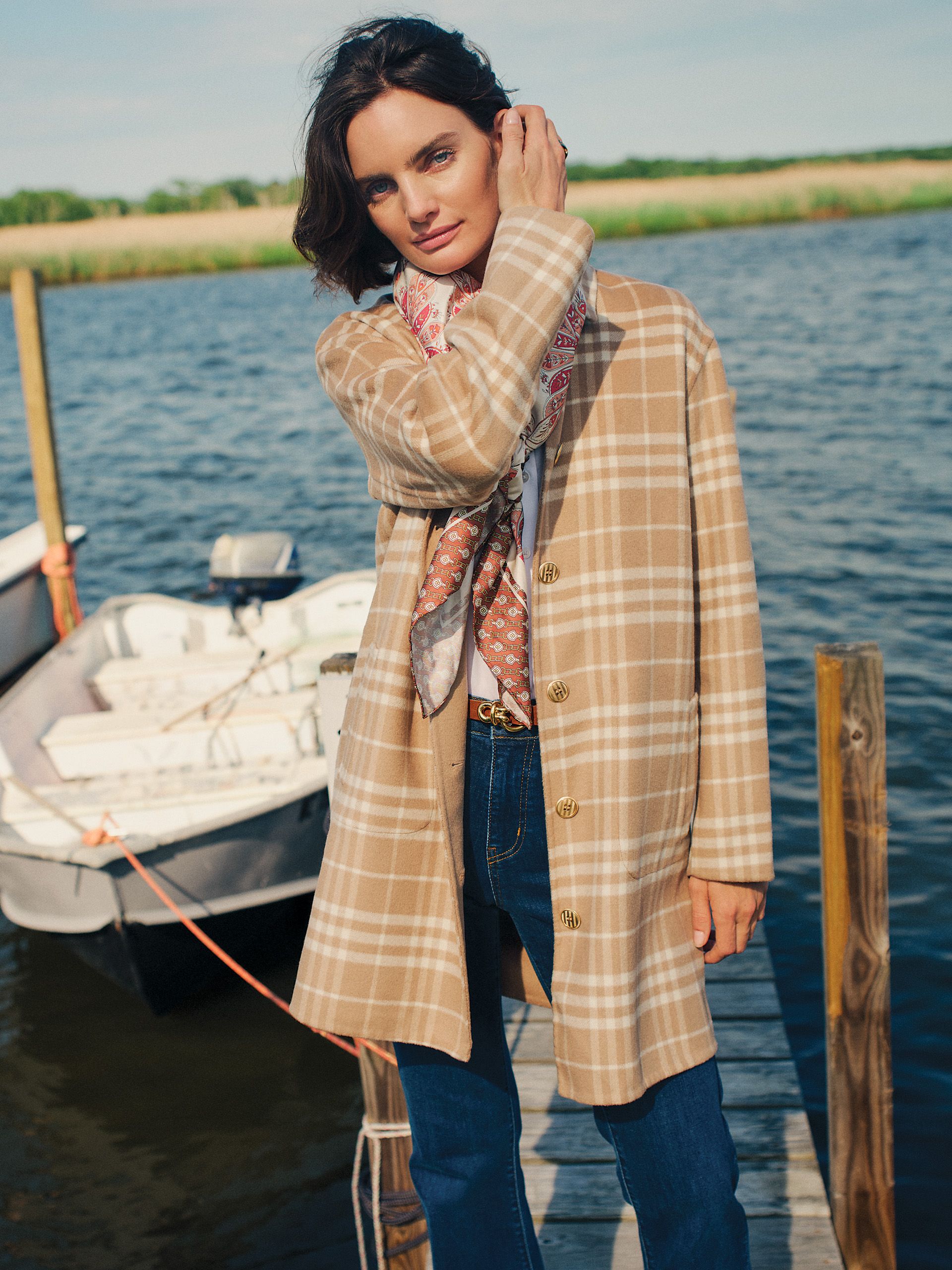Camel/Ivory Plaid Frade Reversible Coat | Women's Jackets & Outerwe