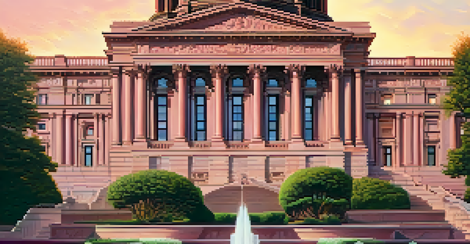 A close-up view of the Texas State Capitol's pink granite façade with detailed architecture.