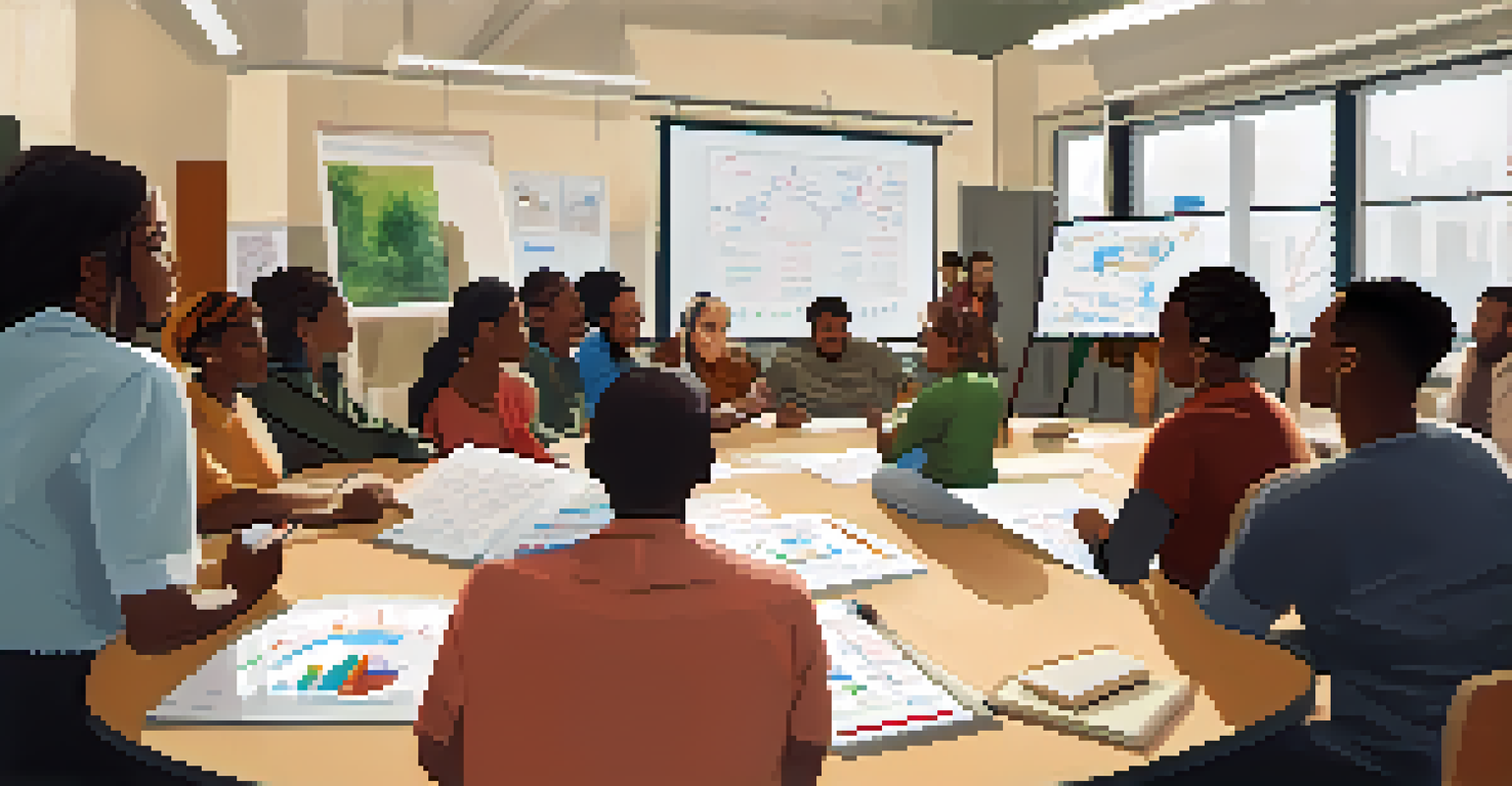 A diverse group of residents attending an educational workshop on environmental justice in a community center.