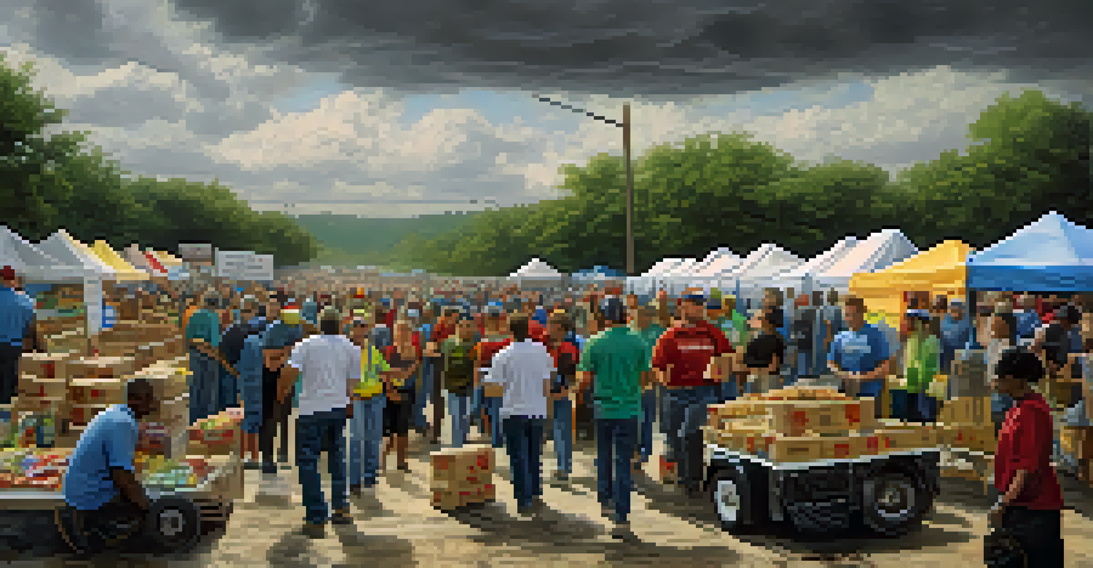 Volunteers from the Austin Disaster Relief Network assisting community members during a crisis at a relief center.