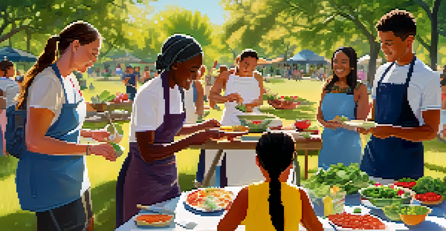 A cultural cooking workshop in a park with diverse participants learning to prepare traditional dishes.