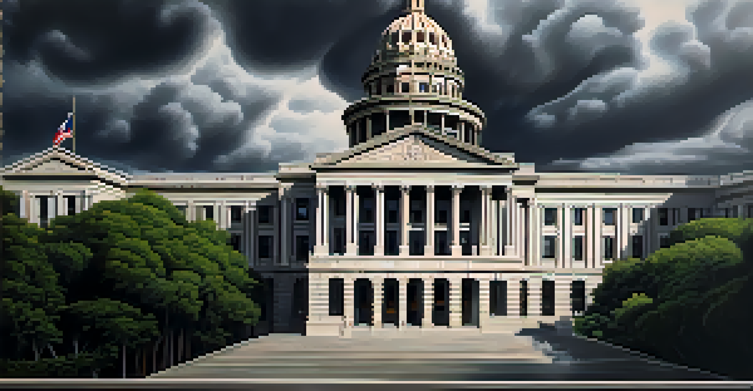The Texas State Capitol building under a dramatic, overcast sky.