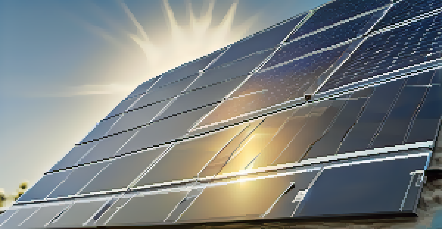 A close-up of a bifacial solar panel reflecting sunlight against a clear blue sky, highlighting its modern design.
