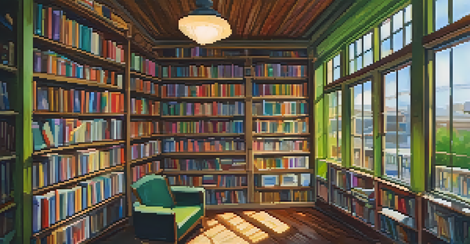 An inviting interior of an independent bookstore with wooden shelves full of books, cozy seating, and warm lighting.