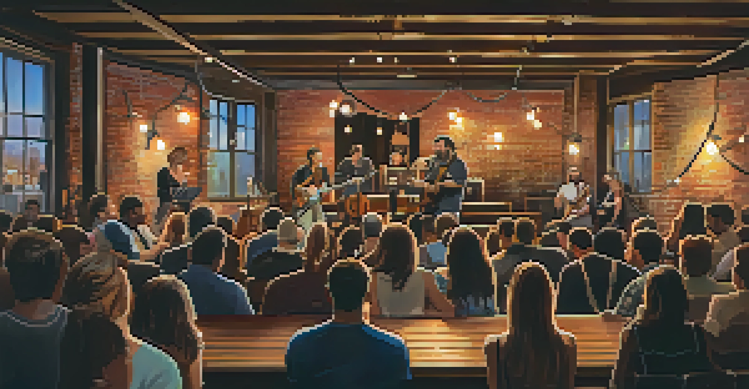 An indoor music venue in Austin during SXSW, showcasing a band performing while an enthusiastic crowd enjoys the music.