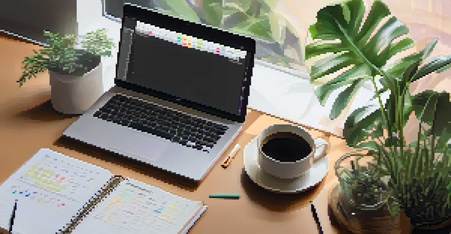 A close-up of a student planner with colorful notes, coffee, and study materials, set in a cozy and organized study space.
