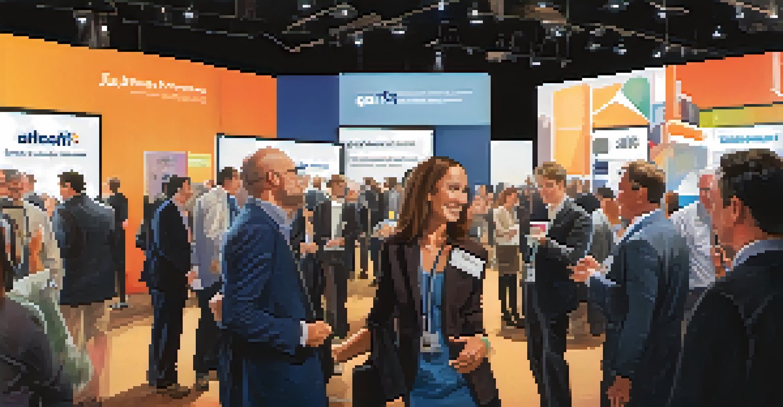 A close-up of two professionals exchanging business cards at a networking event in Austin.