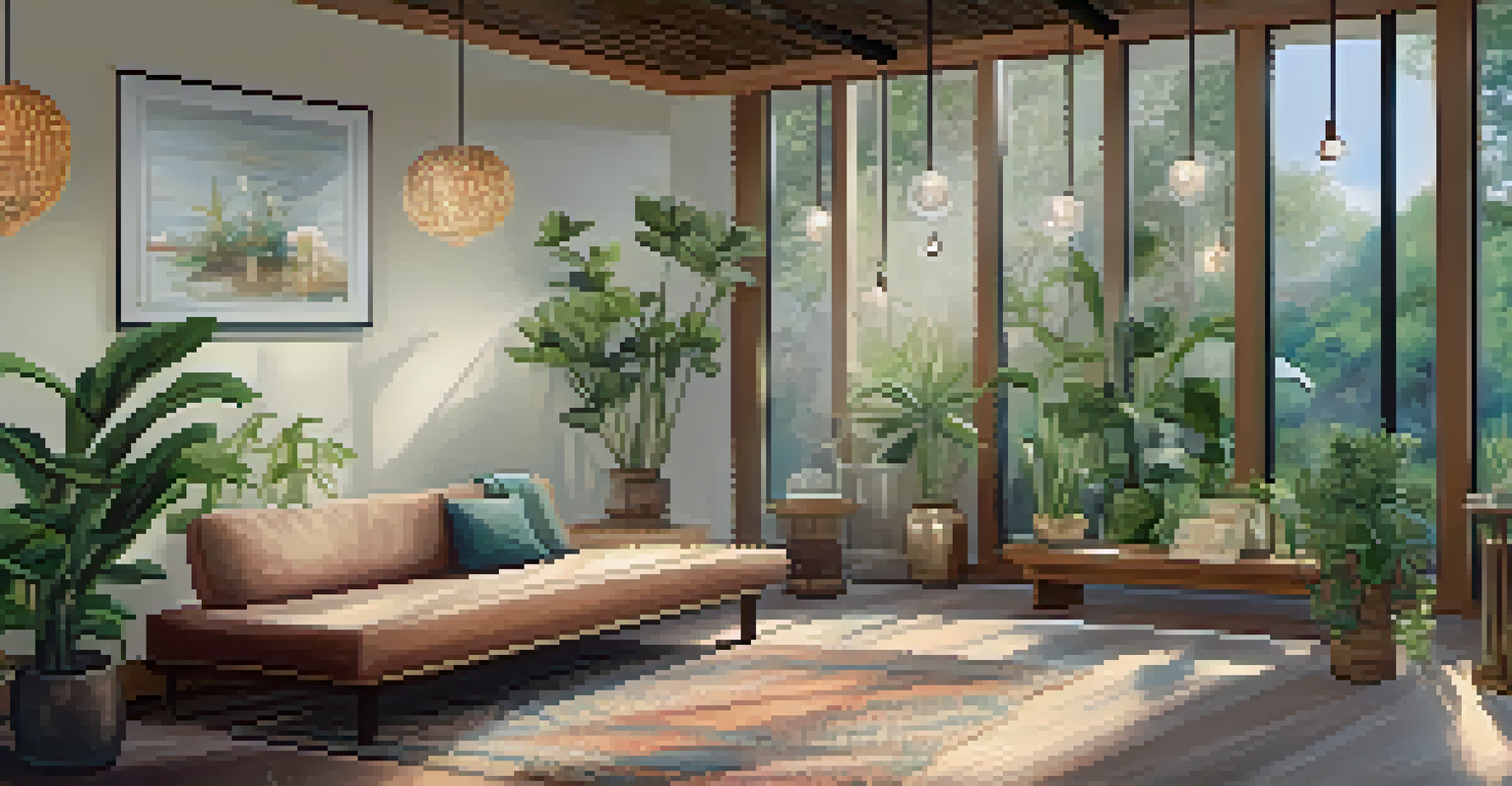 A cozy interior of The Well in Austin, where a mindfulness workshop is being held, with soft lighting and calming decor.