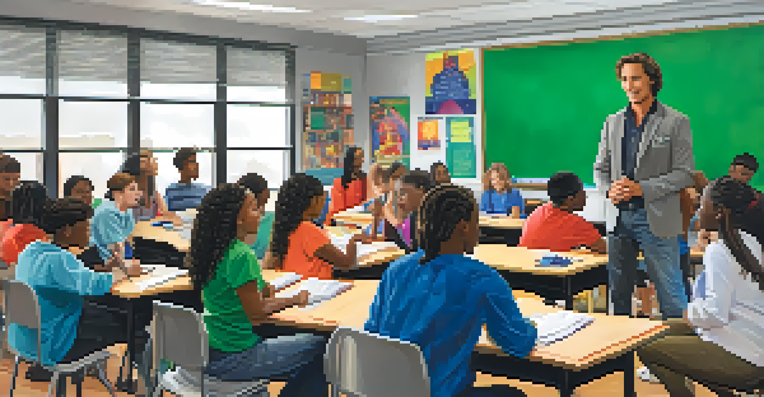 A classroom scene with a mentor inspiring students during a mentorship program.