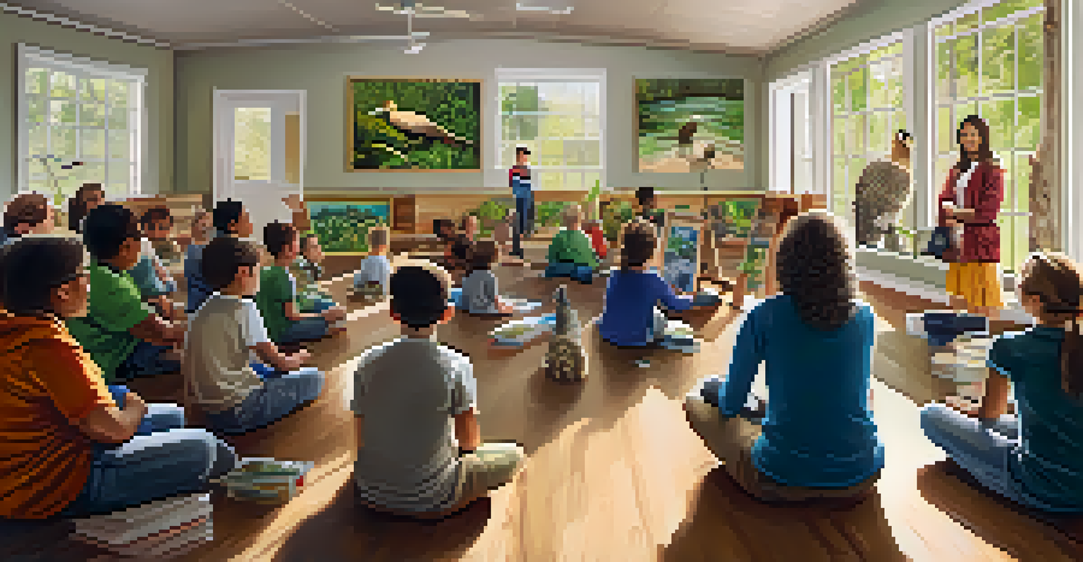 An educational workshop on wildlife conservation in a community center.