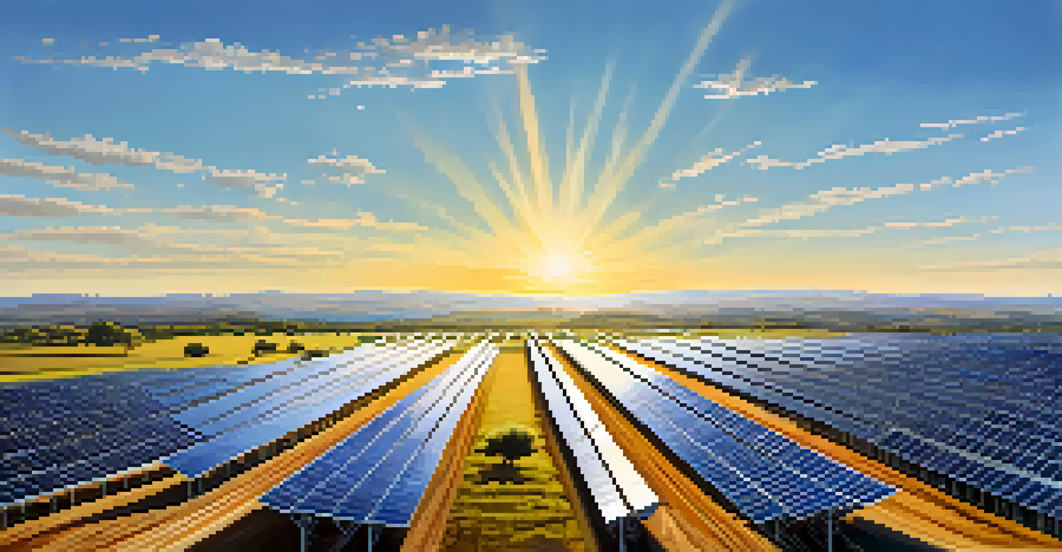 Large-scale solar farm near Austin with clear blue sky and hills in the background.