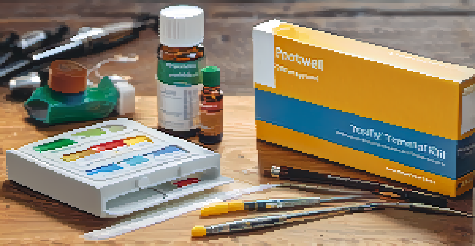 A close-up of an Everlywell health testing kit on a table, showcasing its components and warm lighting.