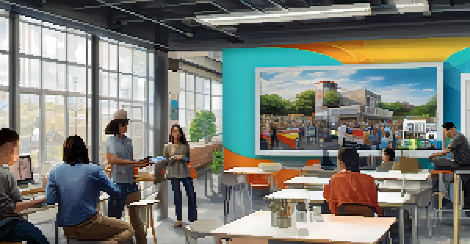 A volunteer using a smartphone app in a modern workspace, connecting with local nonprofits in Austin.