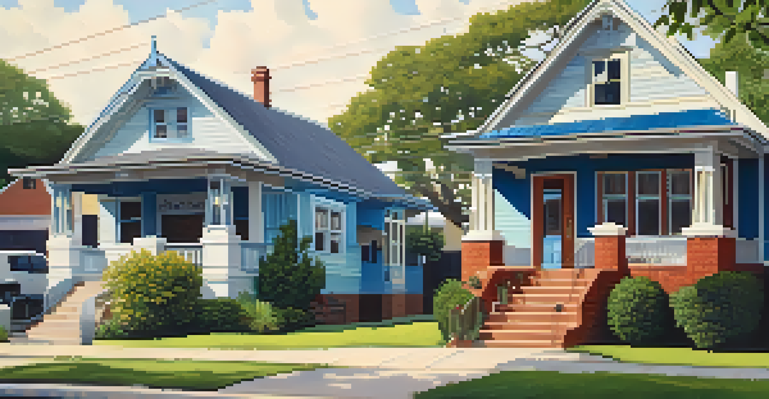 Neighborhood in Hyde Park, featuring multiple Craftsman bungalows and residents engaging in community activities.