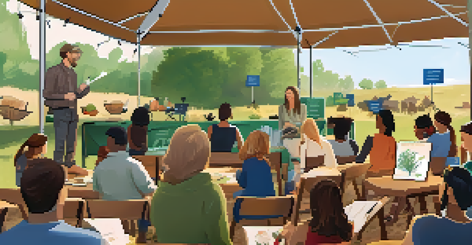 An educational workshop at an outdoor festival, with a local expert teaching attendees about composting techniques.
