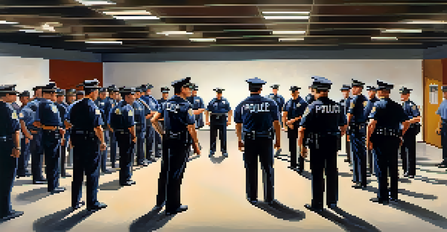 Eliot Ness leading a police training session in a modern facility in Austin.
