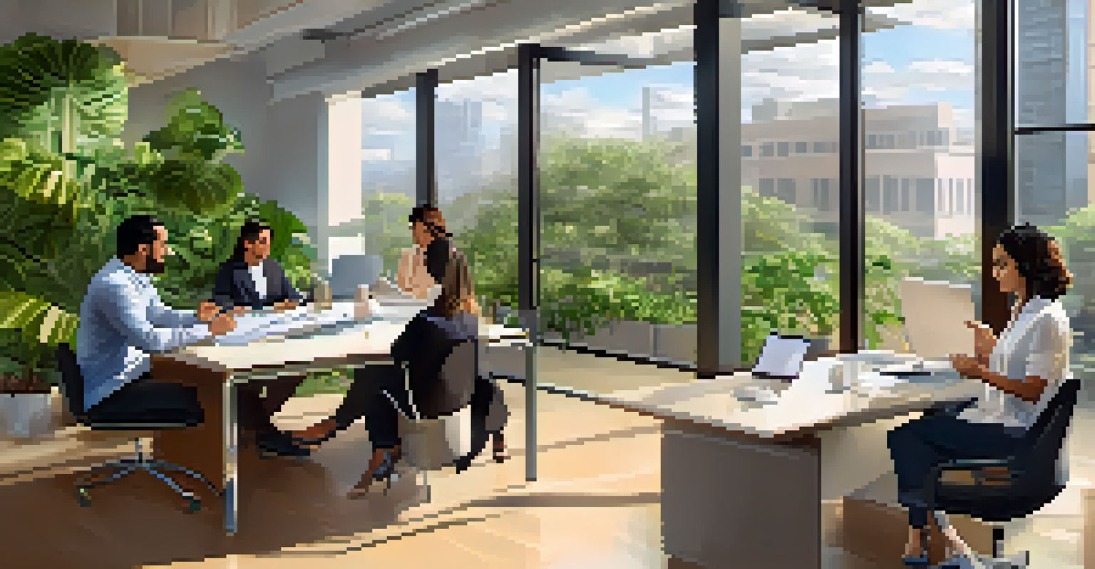 A mentorship meeting in a bright office with two diverse individuals discussing ideas over a laptop.