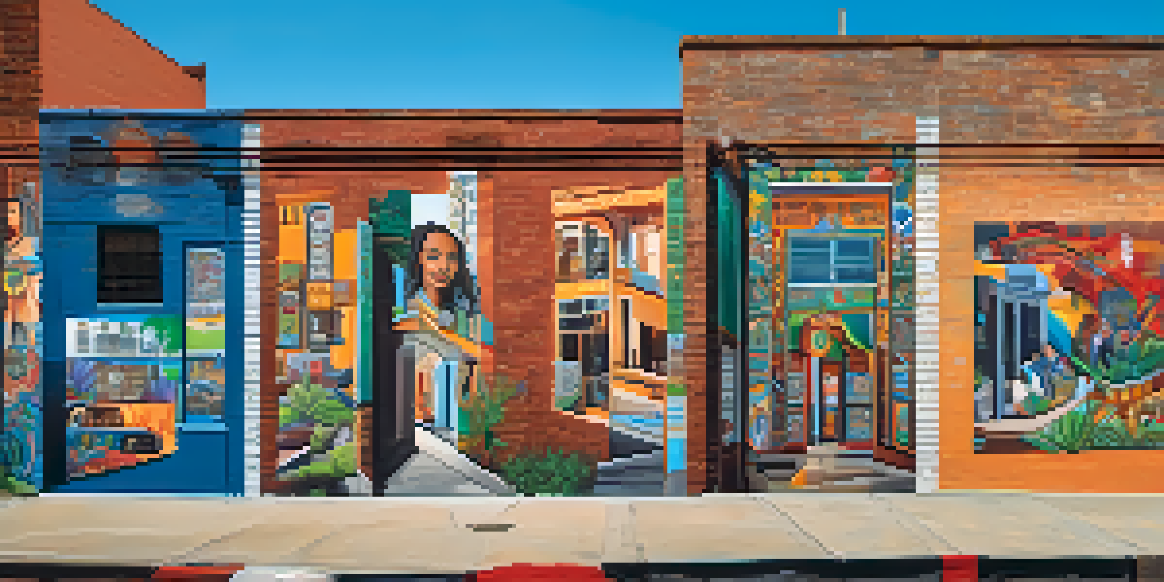 A colorful mural in Austin depicting cultural diversity with elements of Mexican heritage and street art.